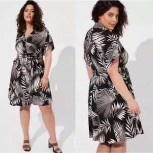 Torrid Palm leaf belted mini dress